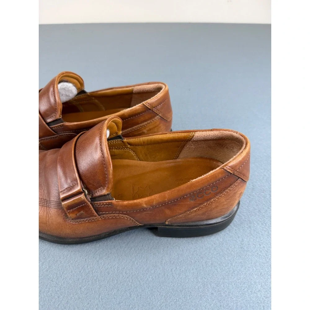 ECCO Edinburgh Loafers Mens EU‎ 41 US 7.5 Brown Leather Slip On Dress Shoes
